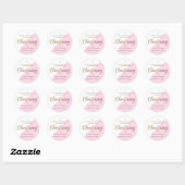 Roze Baby Meisje Gepersonaliseerde Doopbeurt dank  Ronde Sticker (Vel)