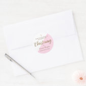 Roze Baby Meisje Gepersonaliseerde Doopbeurt dank  Ronde Sticker (Envelop)