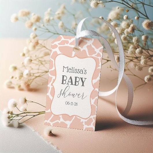 Roze Baby Meisje Giraffe Cadeaulabel