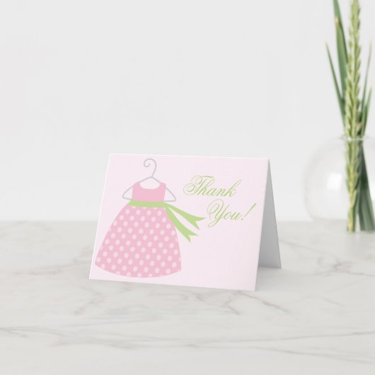 Roze Baby Meisje Jurk Baby shower Bedankkaart (Voorkant)