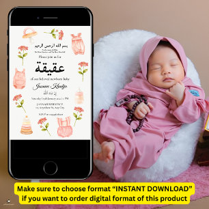 Roze Baby Meisje Kleding Aqiqah Aqeeqa Moslim Kaart