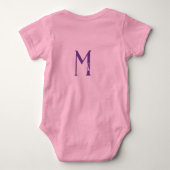 Roze baby meisje monogram naam personaliseren mini romper (Achterkant)