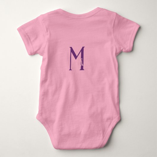 Roze baby meisje monogram naam personaliseren mini romper (Achterkant)