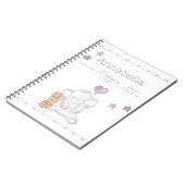 Roze Baby Meisje Olifant Aangepaste Naam Geboorte  Notitieboek (Linkerzijde)