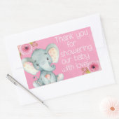 Roze Baby Meisje Olifant Douche Dank u Stickers (Envelop)