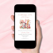 Roze Baby Meisje Olifant & Giraffe Golf Baby showe Kaart