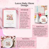 Roze Baby Meisje Olifant & Giraffe Golf Baby showe Kaart