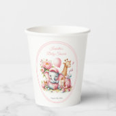Roze Baby Meisje Olifant & Giraffe Golf Baby showe Papieren Bekers (Voorkant)