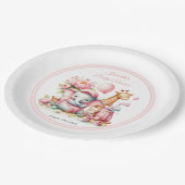 Roze Baby Meisje Olifant & Giraffe Golf Baby showe Papieren Bordje (Gekanteld)