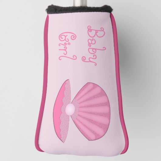 Roze Baby Meisje Oyster shell en Pearl Custom Golfheadcover (Draai 90)