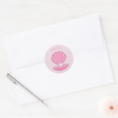 Roze Baby Meisje Oyster shell en Pearl Custom Ronde Sticker (Envelop)