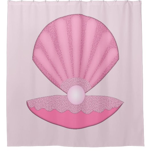 Roze Baby Meisje Oyster shell en Pearl Douchegordijn (Voorkant)