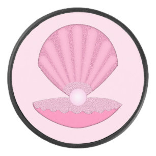Roze Baby Meisje Oyster shell en Pearl Hockey Puck