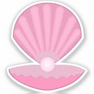 Roze Baby Meisje Oyster shell en Pearl Sticker