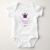 Roze Baby Meisje Prinses Kroon Tiara Royalty Heart Romper (Voorkant)