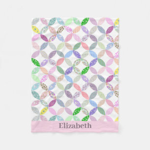 Roze Baby Meisje Quilt Design Custom Name Fleece Deken