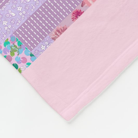 Roze Baby Meisje  Quilt Design Custom Name Fleece Deken (Hoek)