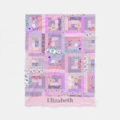 Roze Baby Meisje  Quilt Design Custom Name Fleece Deken (Voorkant)