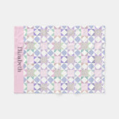 Roze Baby Meisje Quilt Design Custom Name Fleece Deken (Voorkant (Horizontaal))