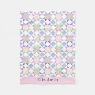 Roze Baby Meisje Quilt Design Custom Name Fleece Deken