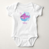 Roze Baby Meisje Shark Romper (Voorkant)
