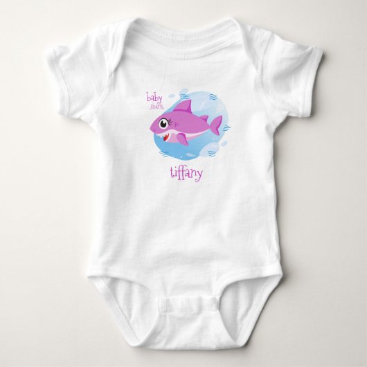 Roze Baby Meisje Shark Romper (Voorkant)