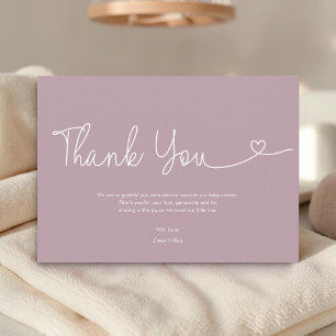 Roze Baby Meisje Shower Script Hart  Bedankkaart