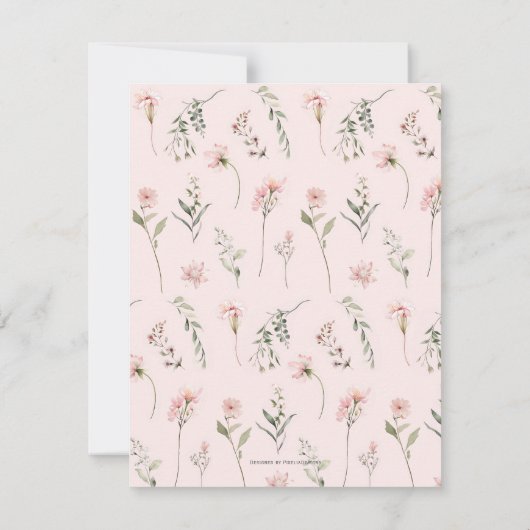 roze Baby Meisje shower Wilde bloem bedankkaartjes Bedankkaart (Achterkant)