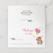 Roze Baby Meisje Teddy Bear Baby shower Gastenaam Plaatskaartje (Buitenkant ongevouwen)