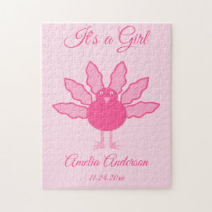  Roze Baby Meisje Thanksgiving Turkije Geboorte Legpuzzel