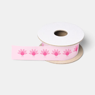 Roze Baby Meisje Thanksgiving Turkije Patroon Satijnen Lint