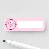 Roze Baby Meisje Vlinders en Bloemen Baby shower Naamplaatje (In situ)