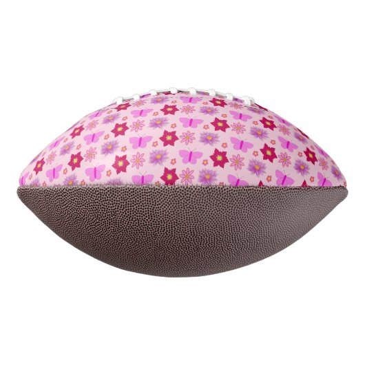 Roze Baby Meisje Vlinders en Bloemen Custom American Football (Gedraaid 90)
