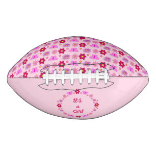 Roze Baby Meisje Vlinders en Bloemen Custom American Football
