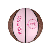 Roze Baby Meisje Vlinders en Bloemen Custom Basketbal (Verticaal)