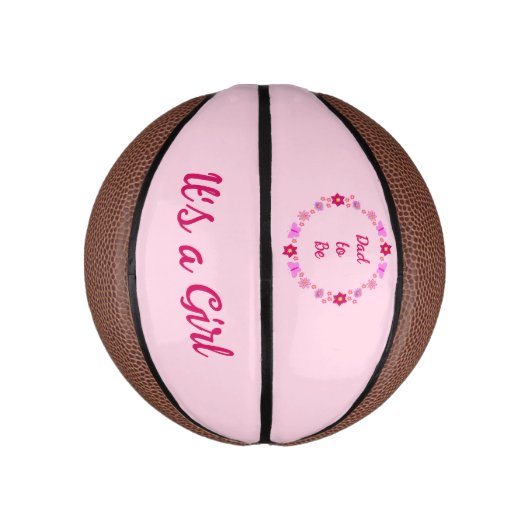 Roze Baby Meisje Vlinders en Bloemen Custom Basketbal (Verticaal)