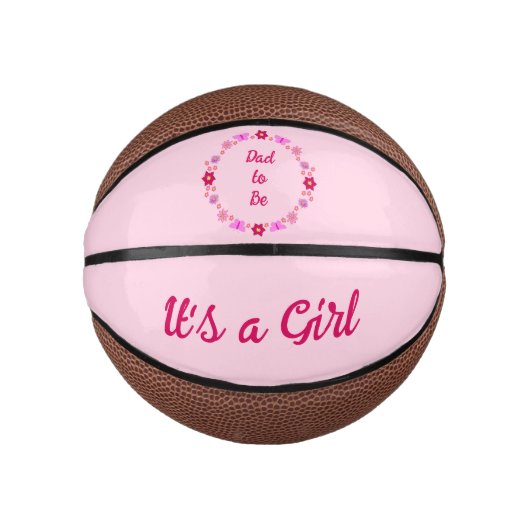 Roze Baby Meisje Vlinders en Bloemen Custom Basketbal (Voorkant)