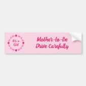 Roze Baby Meisje Vlinders en Bloemen Custom Bumpersticker (Voorkant)