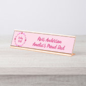 Roze Baby Meisje Vlinders en Bloemen Custom Bureau Naambordje (Voorkant)