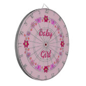 Roze Baby Meisje Vlinders en Bloemen Custom Dartbord (Voorkant Links)