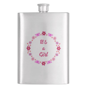 Roze Baby Meisje Vlinders en Bloemen Custom Flacon