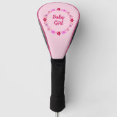 Roze Baby Meisje Vlinders en Bloemen Custom Golfheadcover (Voorkant)