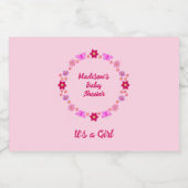 Roze Baby Meisje Vlinders en Bloemen Custom Likeurfles Etiket (Enkel label)