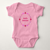 Roze Baby Meisje Vlinders en Bloemen Custom Romper (Voorkant)
