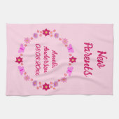 Roze Baby Meisje Vlinders en Bloemen Custom Theedoek (Horizontaal)