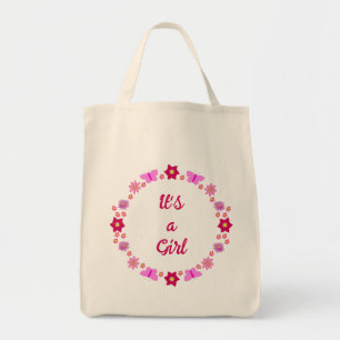 Roze Baby Meisje Vlinders en Bloemen Custom Tote Bag