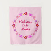 Roze Baby Meisje Vlinders en Bloemen Custom Wandkleed (Voorkant)