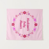 Roze Baby Meisje Vlinders en Bloemen Custom Wandkleed (Voorkant (horizontaal))