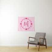 Roze Baby Meisje Vlinders en Bloemen Custom Wandkleed (In Situ (horizontaal))