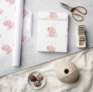 Roze Baby Meisje Voor Baby shower Cadeaupapier